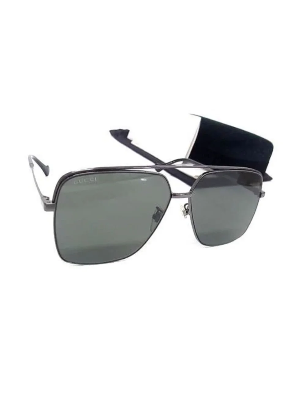 Gucci Sunglasses Pilot Gunmetal Metal Acetate Asian Fit Eyewear